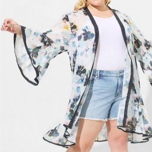 Torrid Textured Plus Size Chiffon Midi Ruffle Kimono